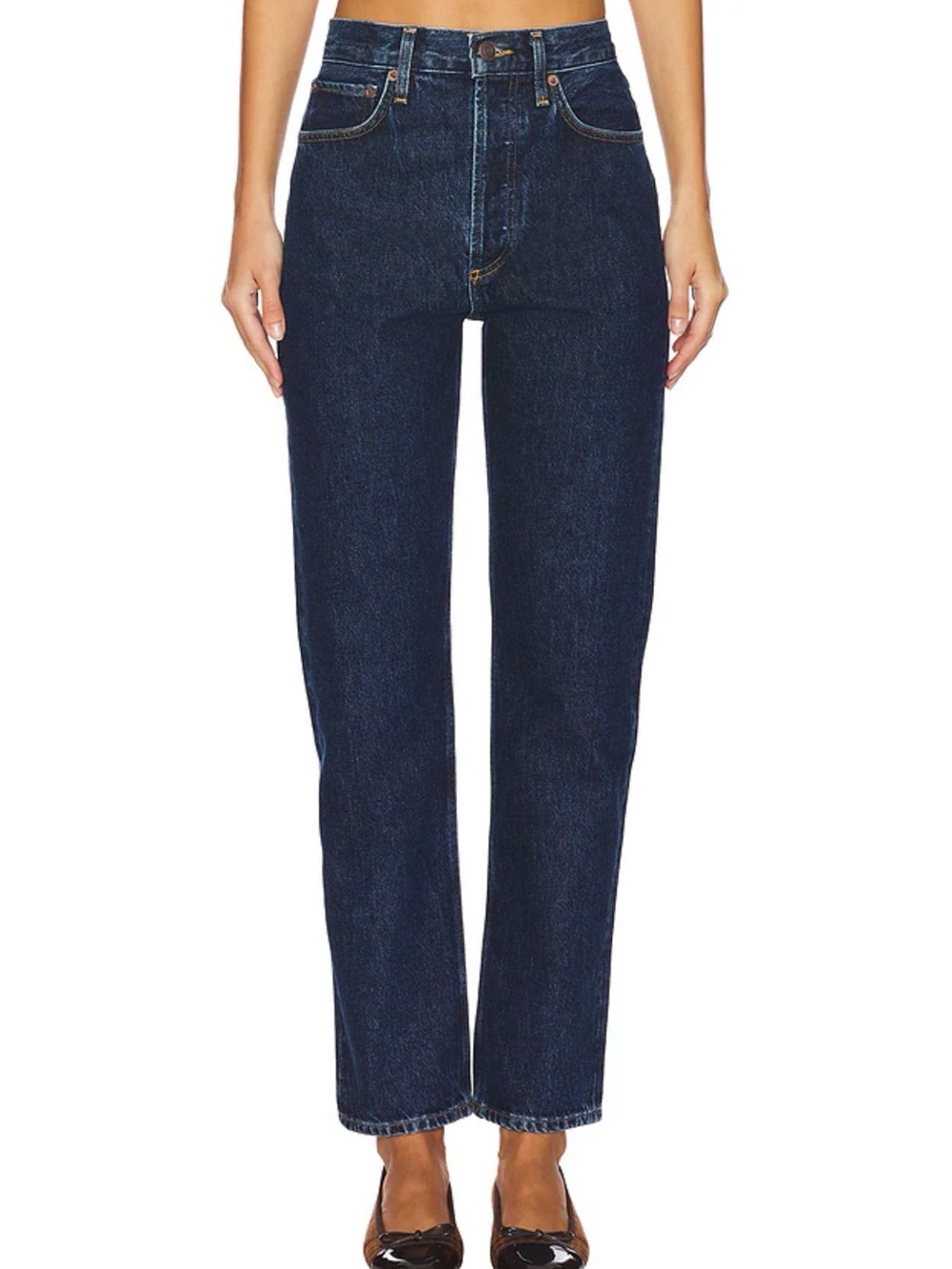 AGOLDE High Rise Dark Wash Straight Leg Jeans 30
